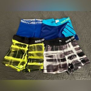 Nike pro shorts (3) and Underarmour shorts (1)